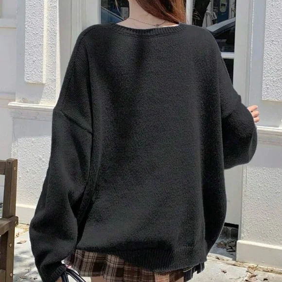 Cozy Black Teddy Bear Sweater NWOT - Picture 3 of 3